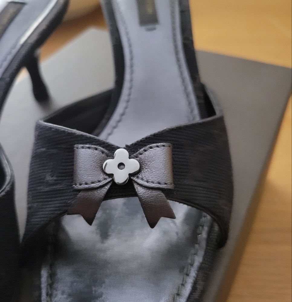 Louis Vuitton Angelique Open Toe Mules Charcoal Black Noir, 37 w Box - Picture 4 of 14
